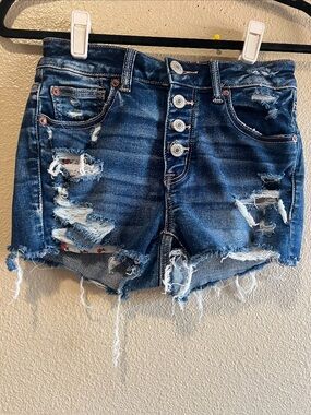 American eagle Distressed High-Rise Denim Shorts - Blue mini shorts size 4
